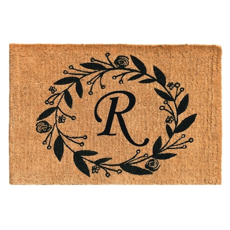 Calloway Mills 24 x 36 x 1.5 in. Black Rose Rectangular Doormat, Natural - Letter R 103362436R